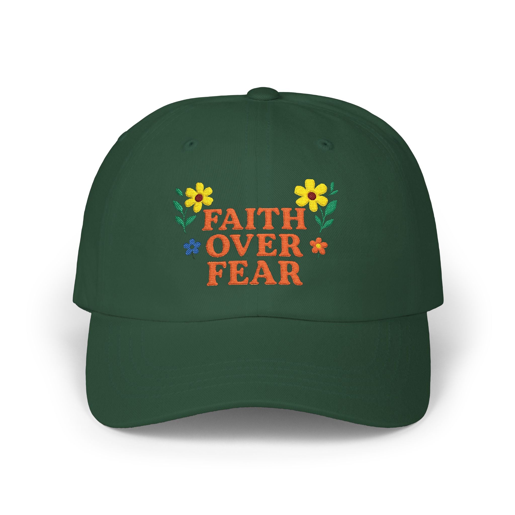 Faith Over Fear Dad Cap | Floral Embroidered Faith Hat