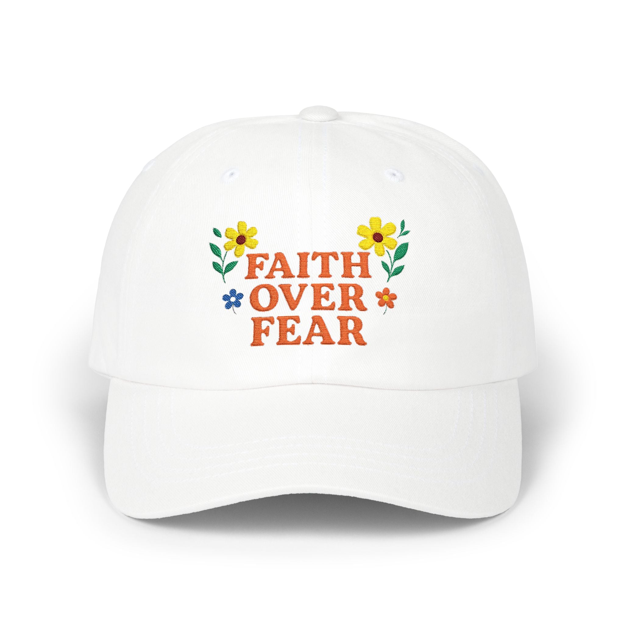 Faith Over Fear Dad Cap | Floral Embroidered Faith Hat