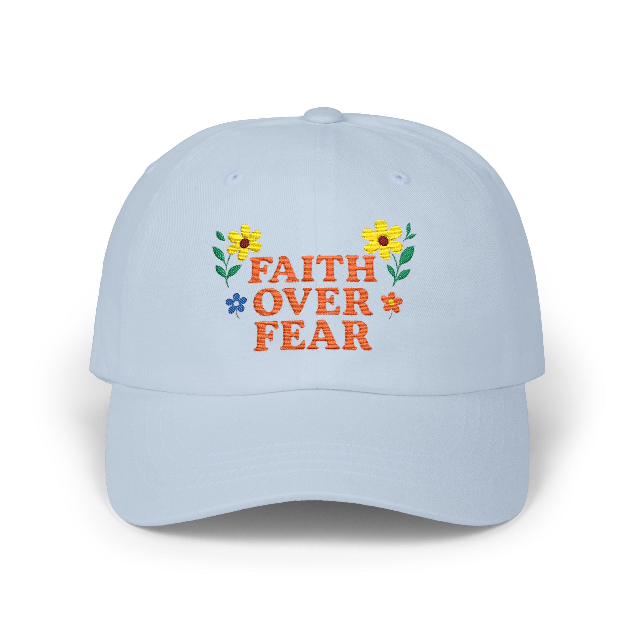 Faith Over Fear Dad Cap | Floral Embroidered Faith Hat