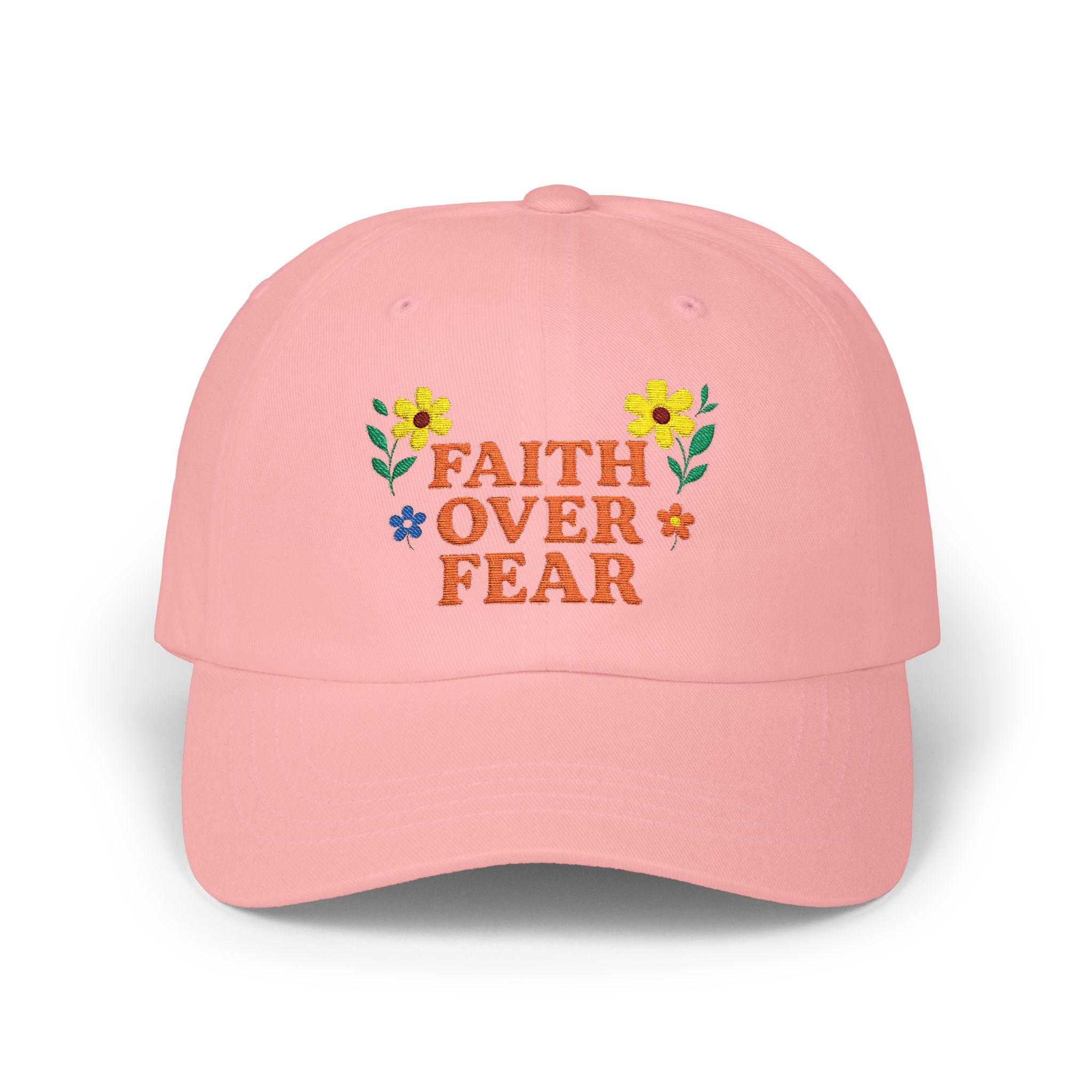 Faith Over Fear Dad Cap | Floral Embroidered Faith Hat